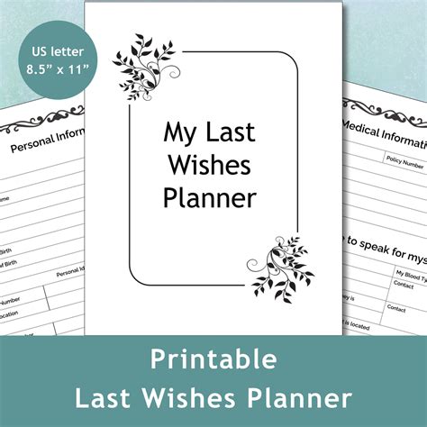 Printable My Last Wishes Planner Final Wishes After Im Etsy España