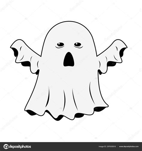 Illustration Cartoon Scary Ghost Cute Ghost Cartoon — Stock Vector