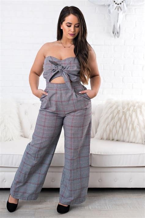 Youll Feel Runway Chic In This Plaid Jumpsuit Plaid Jumpsuit Black Jumpsuit Jumpsuit