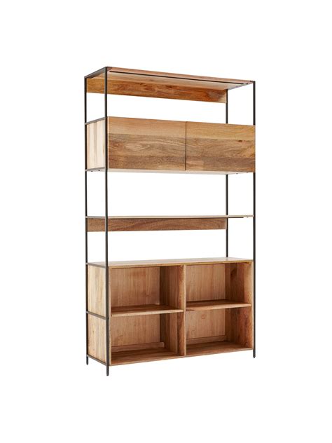 West Elm Industrial Modular 124cm Open And Closed Storage Bookshelf At