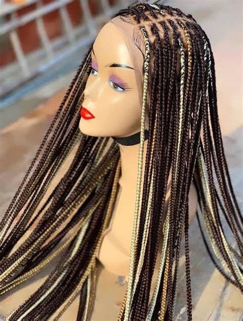 ready to ship mixed colour knotless full lace braid wig box braid wig braided wig braided