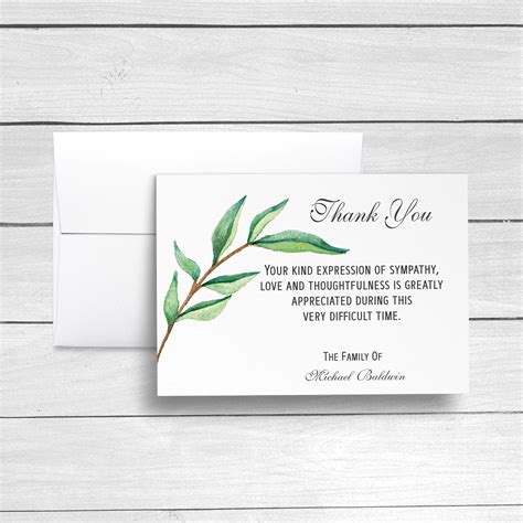 Printed Cards Funeral Thank You Cards Sympathy Acknowledgement Cards