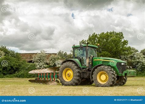 Green John Deere 7820 Pulling A Plough Editorial Photo Image Of