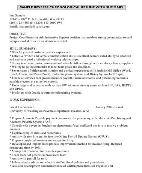 The reverse chronological resume is the most common and traditional type of resume. Chronological Resume Template - 28+ Free Word, PDF Documents Download | Free & Premium Templates