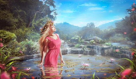 Spring Nymph Unearthly Eauty Water Pond Dreamy Nymph Magical