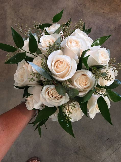 White Roses Italian Ruscus And See That Eucalyptus Bridal Bouquet