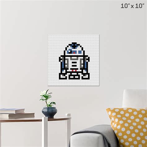 R2 D2 Pixel Art Wall Poster Build Your Own With Bricks Brik