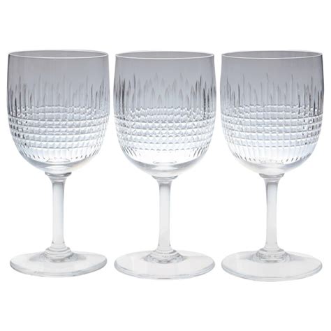 Set Of Nine Baccarat Crystal Nancy Pattern White Wine Glasses Circa 1950s At 1stdibs