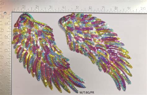 Angel Wing Patch Sequin Rhinestone Iron On Decal Heat Press Etsy