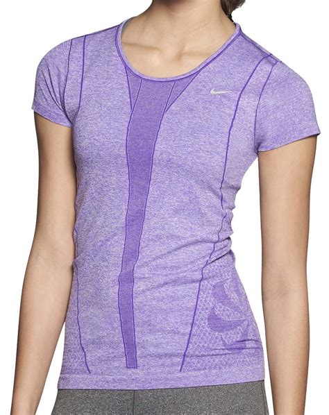 Nike Womens Dri Fit Knit Short Sleeve Running Shirt Purple Walmart
