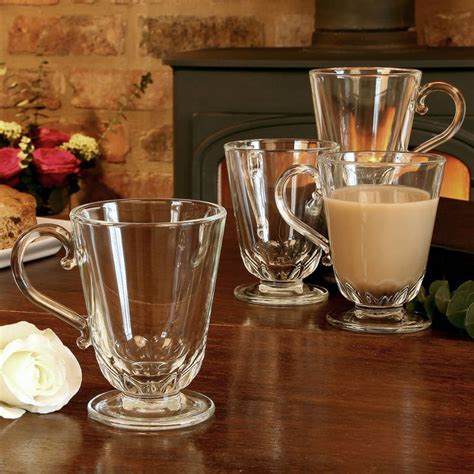 Set Of Four Clear Glass Coffee Mugs Glass Coffee Mugs Gadgets Kitchen Cooking Crockery Design