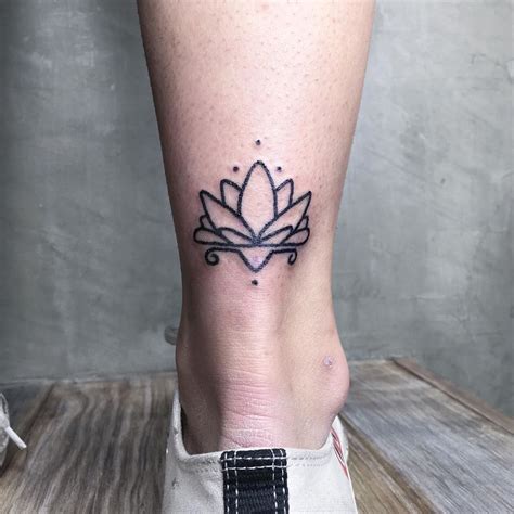 See more ideas about body art tattoos, tattoos for women, tattoos. Geometric, Lotus Flower, Minimal, Simple Tattoo on Calf ...