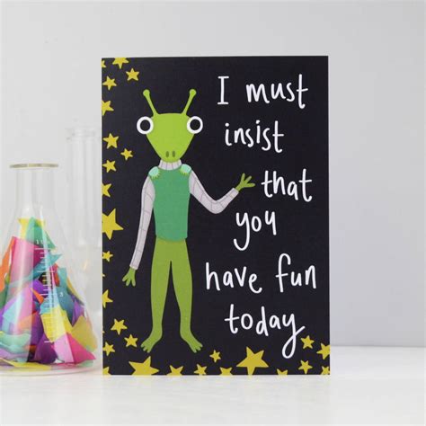 Green Alien Birthday Card By Hannah Stevens