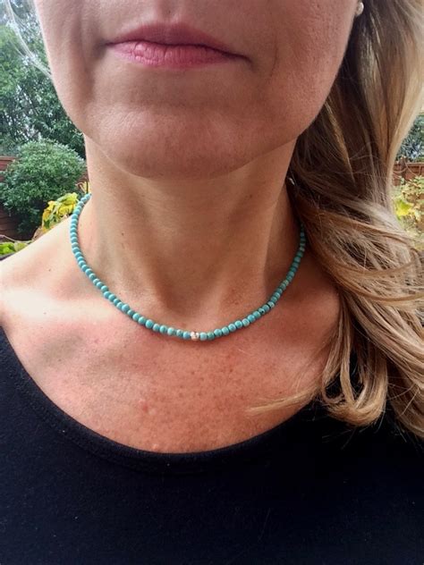Turquoise Choker Necklace Sterling Silver Blue Turquoise Etsy UK