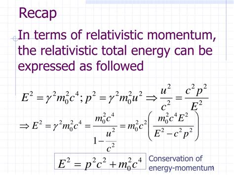 Ppt In Terms Of Relativistic Momentum The Relativistic Total Energy