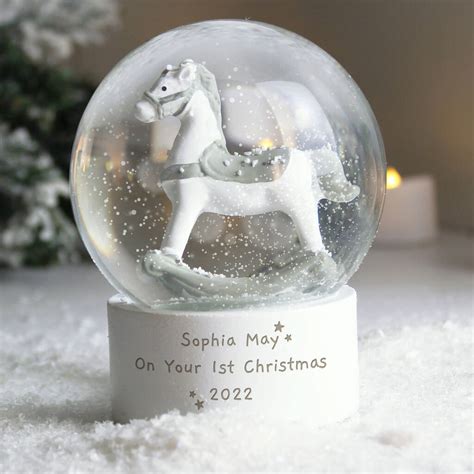 Personalised Rocking Horse Snow Globe By Alice Frederick