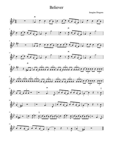 Download And Print In Pdf Or Midi Free Sheet Music For Believer By