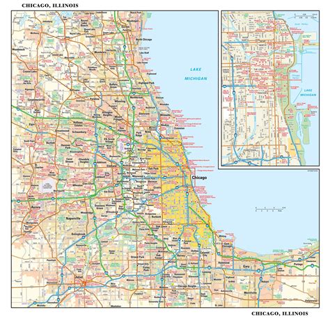 Kaart Van Chicago Offline Kaart En Gedetailleerde Kaart Van De Stad