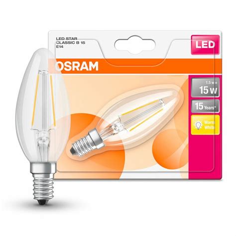 6 X Osram LED Filament Retrofit Classic B Kerze 1 2W 15W E14 Klar W