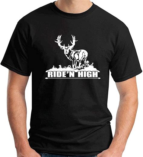 Mens T Shirt Black Fun1933 Hunting Deer Black S Uk