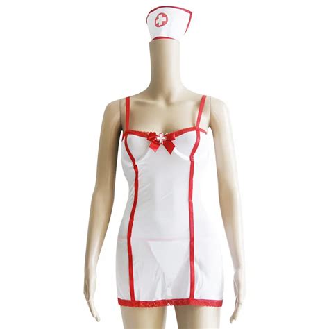 Adult Womensexy Nurse Nurse Costume 2pcs Halloween Nurse White And Red