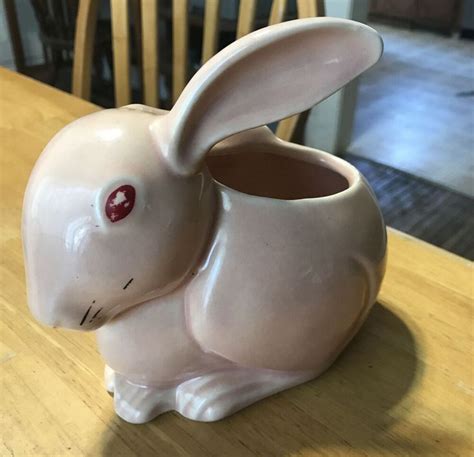 Vintage Pink Rabbit Bunny Planter Usa Ceramic Ebay In 2020 Pink