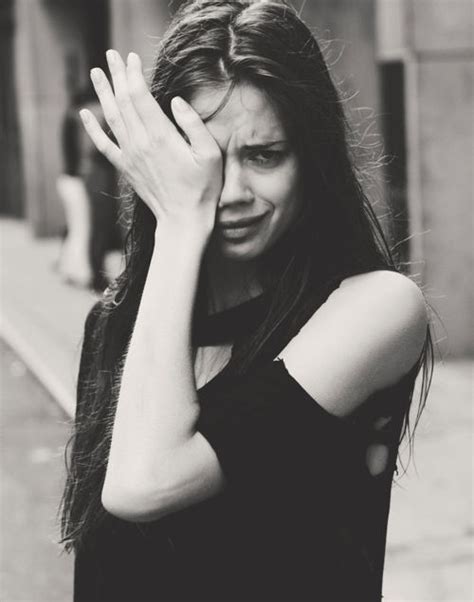 Black And White Crying Girl Model Pretty Image