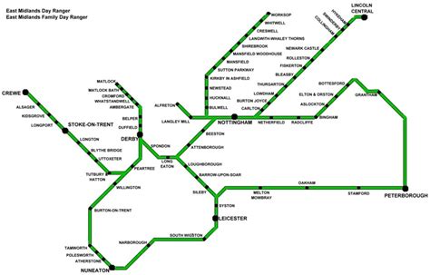 Map Of East Midlands Railway Dayranger Newark Castle Midlands Crewe