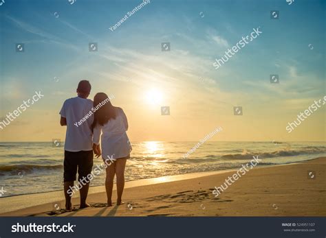 Honeymoon Romantic Couple Love Standing On Stock Photo 524951107