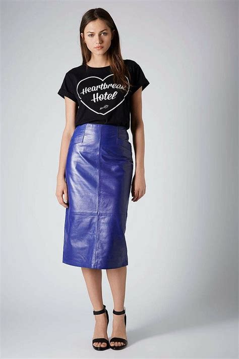 F72951c61be3syw Blue Leather Skirt Leather Skirt Skirts