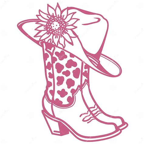 Cowboy Boots And Cowboy Hat With Flowers Decoration Cowgirl Boots