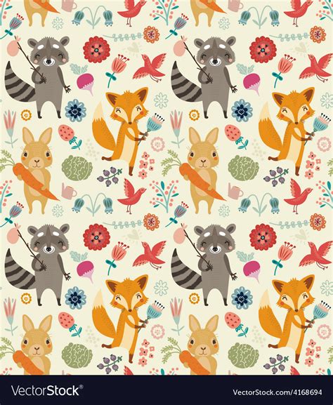 Seamless Pattern With Forest Animals Royalty Free Vector