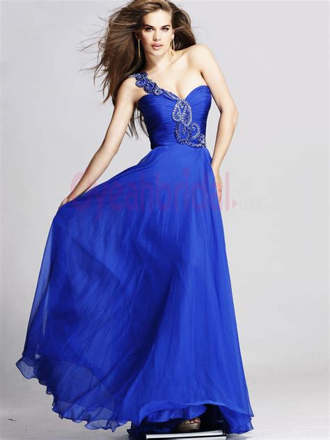 Gorgeous Beaded Long Chiffon Royal Blue Sexy Stylecaster