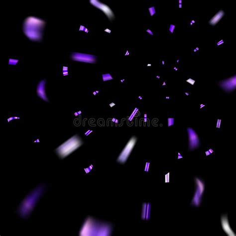 purple confetti explosion celebration isolated on black background falling confetti stock