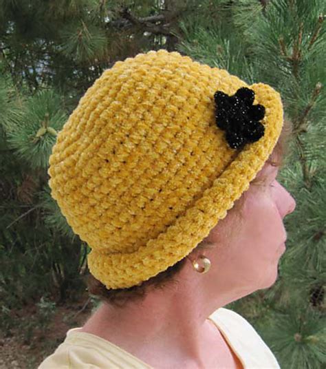 Ravelry Chenille Glam Roll Brim Hat Pattern By Kathy North