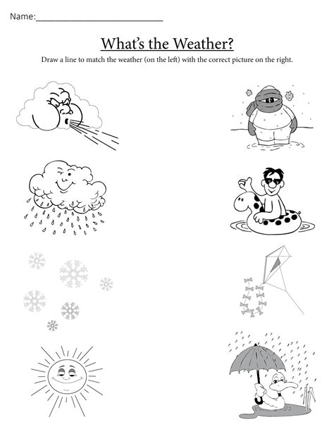 Matching Weather Worksheets For Kindergarten Printable Kindergarten