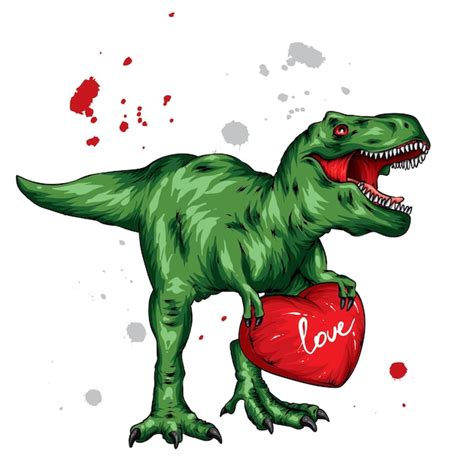 Premium Vector Dinosaur And Heart For Valentines Day
