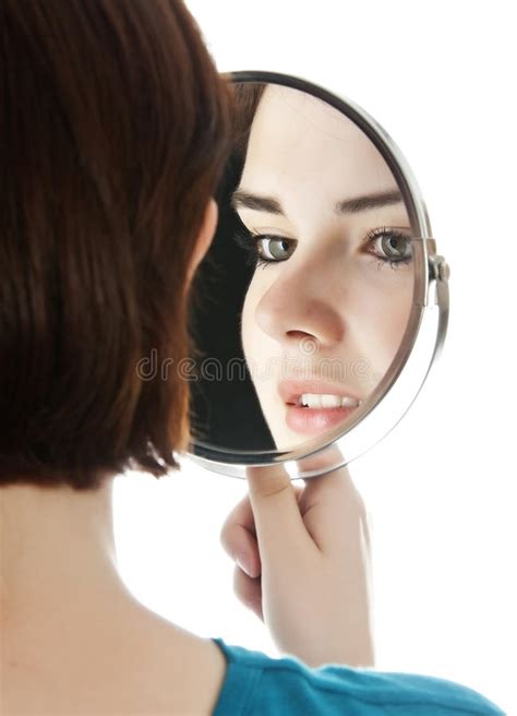 Stressed Young Woman Looking In Mirror Stock Photo Image Of Beautiful