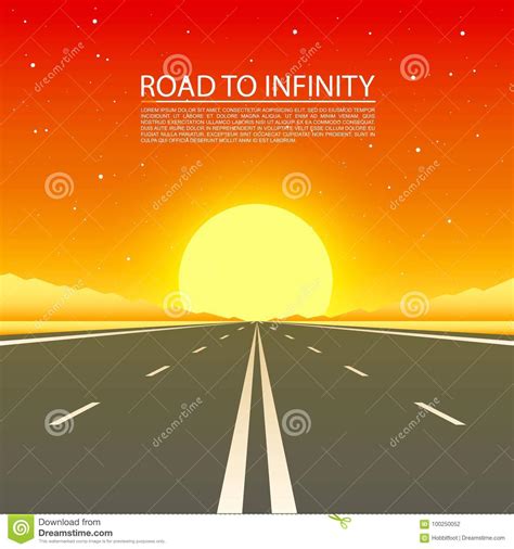 Road To Infinity Highway Road In The Desert Stock Vector