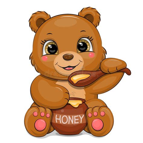 Cute Bear Eating Honey Stock Vector Illustration Of Clipart 236887097
