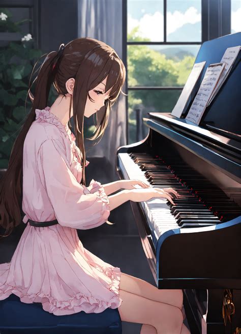 Lexica Anime Girl Playing Piano