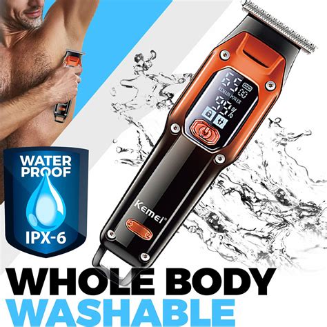 Kemei Alat Cukur Rambut Elektrik Hair Clipper Trimmer LCD 1200mAh - KM