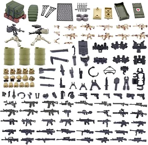 Naveso Waffen Set Militär Mit Figuren Spielzeug Waffen Armee Baustein