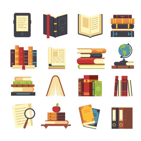 Flat Book Icons Library Books Open Dictionary And Encyclopedia On St