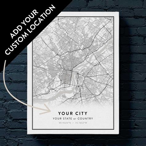 Custom Modern City Map Art Wright Edison