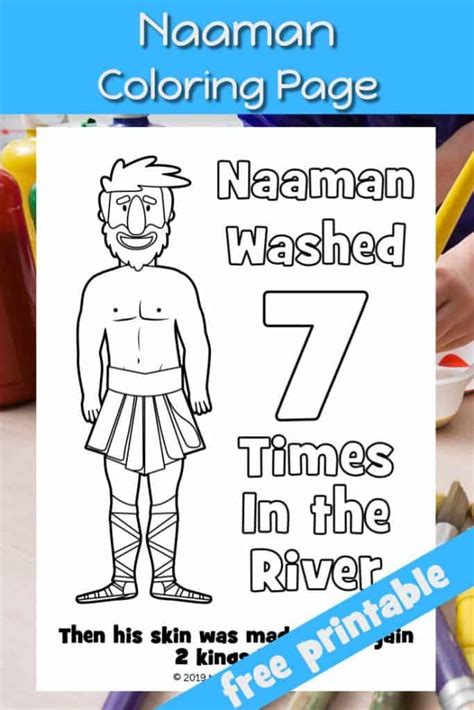 Naaman was healed coloring page. Naaman coloring page and Bible verse. Naaman washed 7 ...