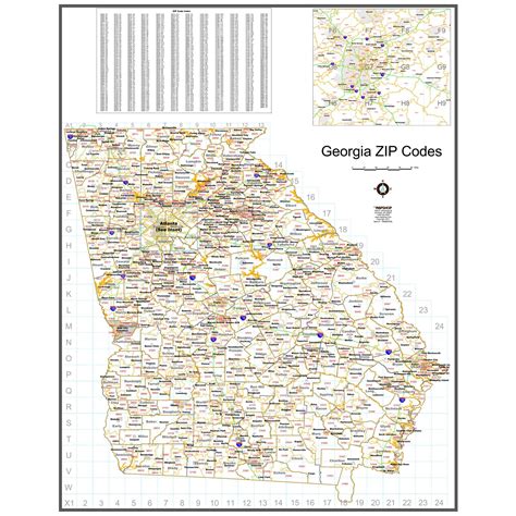 Georgia Zip Code Wall Map The Map Shop