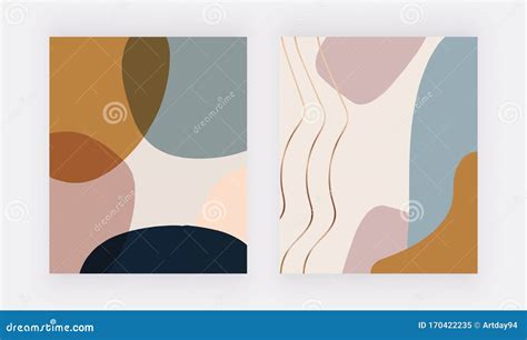 Creative Geometric Abstract Hand Painting Nude Pink Blue And Brown