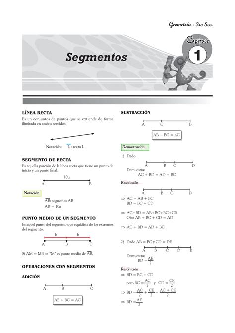 3 Sec Geometrìa 1 Geometría Capítulo 1 Segmentos Explicación Y Ejercicios Resueltos