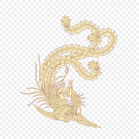 Chinese Phoenix Png Transparent Golden Yellow Chinese Style Phoenix